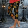thumbnail image 2 of YDFCWXW Women's Cute Halloween Pumpkin Printed Tummy Control Elastic Waist Yoga Pants Workout Capri Leggings for Women Gold, L, 2 of 5