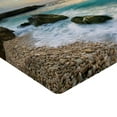 thumbnail image 2 of Ambesonne Ocean Fitted Sheet, Seascape Sunrise Waves, California King, Brown Blue Yellow, 2 of 3
