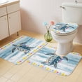 thumbnail image 4 of Summer Marine Life Bathroom Rugs Set Nautical Sea Turtle Rustic Flowers Blue Wood Grain Non Slip Absorbent Bath Mats 3 Piece Set with Bathroom Rug, U-Shaped Floor Mat, Toilet Seat Cover Large Size, 4 of 9