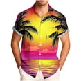 thumbnail image 3 of oelaio Men's Untucked Button Down Shirt Tropical Print Short Sleeve Casual Dress Shirts Summer Beach Wedding Party Shirt Multicolor XXL, 3 of 7