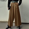 thumbnail image 2 of INCERUN 2024 Pantalones de estilo coreano para hombre, pantalones de pierna recta de cintura alta y lisos, pantalones casuales de calle, pantalones sencillos que combinan con todo, tallas S-5XL, 2 of 5