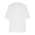 thumbnail image 6 of Olyvenn Linen Shirts for Women 2025 Short Sleeve Crewneck Tops Casual Loose Fit Blouses Trendy Summer Button T-Shirt White XL, 6 of 7
