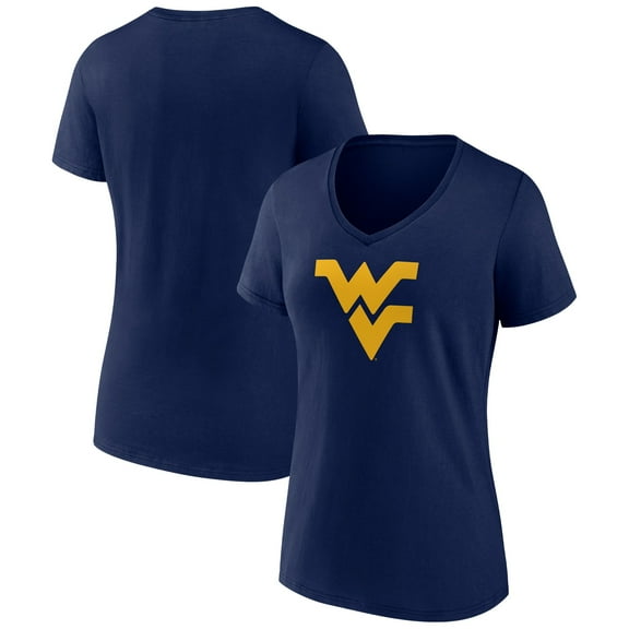 Women's Navy West Virginia Mountaineers Team Logo V-Neck T-Shirt