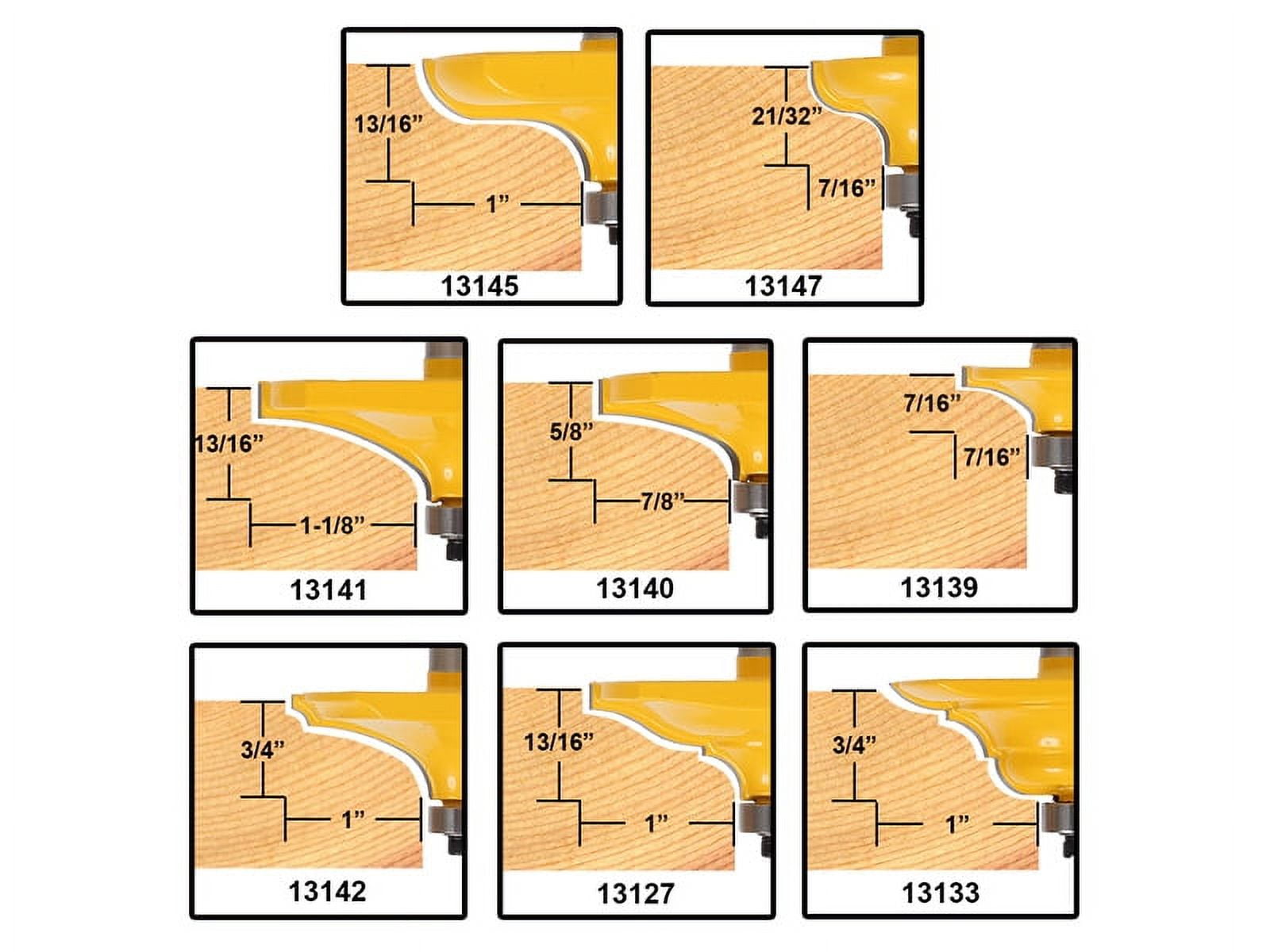 8 Bit Table Edge Router Bit Set - 1/2" Shank - Yonico 13829