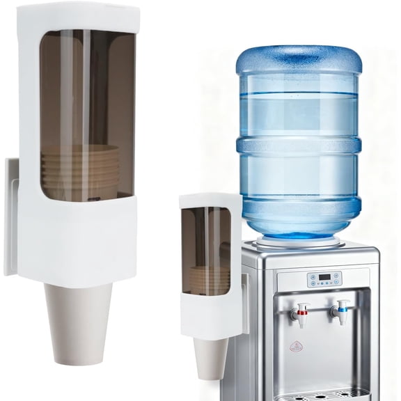 Wall Mounted Paper Cup Dispenser,Plastic Paper Cup Holder for Water Cooler Pull Type Bathroom Mouthwash Cups Dispenser, 3oz-5oz Disposable Cups Holder with Adhesive/Screw Mount for Home Office Gym Ho