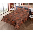 thumbnail image 4 of Ambesonne Floral Design Fitted & Flat Sheet with Sham 3 Pcs Set, Grunge Roses Print, Twin XL, Vermilion and Pale Orange, 4 of 5