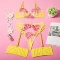 thumbnail image 5 of ZSQDM Clearance Underwear for Women, Women's Fun Underwear Set Lace Mesh V Neck Embroidery With Steel Ring Gathering Corset Underwear Yellow XL, 5 of 7