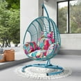 thumbnail image 6 of Oversized Hanging Egg Chair Outdoor Indoor, Wicker Swing Egg Chair with Stand  Rain Cover UV Resistant Cushion 400lbs Capacity for Bedroom, Patio, Garden and Balcony (Hawaii Blue-Regular), 6 of 14