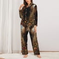 thumbnail image 2 of Honeii Grassland Sunflower Cow print Women's Pajama Sets Long Sleeve Button Down Sleepwear Nightwear Soft Pjs Lounge Sets-X-Large, 2 of 7