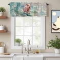 thumbnail image 2 of Summer Ocean Valance Curtain Watercolor Funny Pig Teal Surfboard Coastal Wave Window Valances Rod Pocket Short Curtains Window Treatments for Kitchen Bedroom Bathroom Laundry 56" x 16", 2 of 9