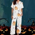 thumbnail image 2 of Mgmyaa Pajama Set for Women Two Piece Nightwear Short Sleeve Button Down Sleepwear Comfort Fit Elastic Waist Pants with Pockets, 2 of 4