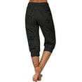 thumbnail image 5 of SHTXOZHI Capri Pants for Women Summer Beach Casual Cropped Pants Elastic Waisted Print Trousers, 5 of 5