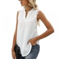 thumbnail image 3 of LAST CLANCE SALE! Women's Summer Sleeveless V Neck Casual Tank Tops Blouse Shirts, White, S, 3 of 9
