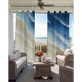 thumbnail image 6 of Navy Blue Ombre Ocean Blackout Curtains for Bedroom Living Room Darkening Curtains 96 Inches Long Watercolor Coastal Beach Waves Window Curtain 2 Panels Set Window Treatment Grommet Drapes 52"x96", 6 of 9