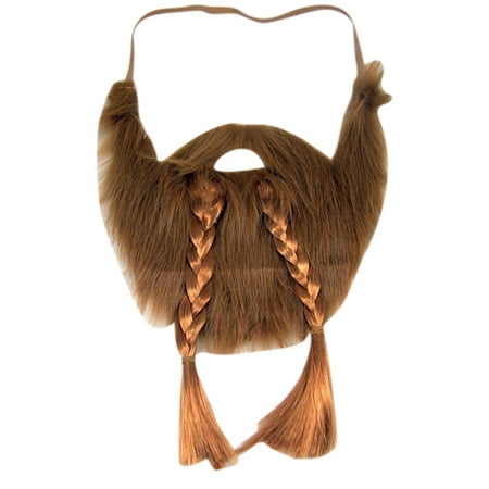 Long Braided Brown Beard and Mustache Costume