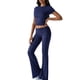 thumbnail image 1 of Pantalón de Traje de Corta Ajustado de Color Liso Azul Marino M, 1 of 9