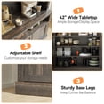 thumbnail image 3 of Yiwa Farmhouse Coffee Bar Cabinet, 72 Inch Tall Sideboard with LED Lighting, Storage Hutch, Wine Rack & Glass Shelf, 3 of 8