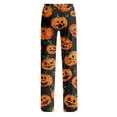 thumbnail image 5 of Pajama Pants Women Halloween Pumpkin Print Soft Drawstring Stretch Sleep Bottoms, 5 of 5