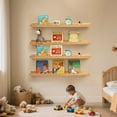 thumbnail image 2 of Scalloped Baby Book Shelf,Floating Shelves for Wall Set of 4 Natural Solid Pine Wood Nursery Bookshelves with Wave Lip for Bedroom Kids, Toddler Room, Baby Room, Nursery Decor(Natural,60cm), 2 of 11