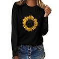 thumbnail image 2 of MSJUHEG Womens Tops Long Sleeve Shirts for Women Print T-shirt Top Sunflower Pullover O-neck Sweatshirt Blouse Sleeve Long Blouse Womens Long Sleeve Tops Womens Sweaters Shirts for Women Black Xl, 2 of 3