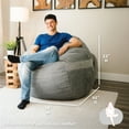 thumbnail image 4 of Big Joe Fuf 5Ft Oversized Foam Bean Bag Chair for Kids, Teens, Adults, Gray Plush, Soft Polyester, 5 foot Large Reading and Gaming Seat, 4 of 10