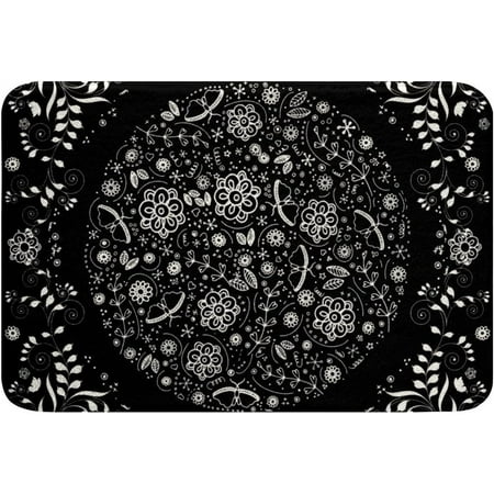 

Black and White Bath Mats Paisley Pattern Bathroom Mats Rugs Butterfly and Flowers Rug Carpets Floor Mat Bathroom Decorationsches for Kitchen Bedroom Door Mat 24x16 Inch