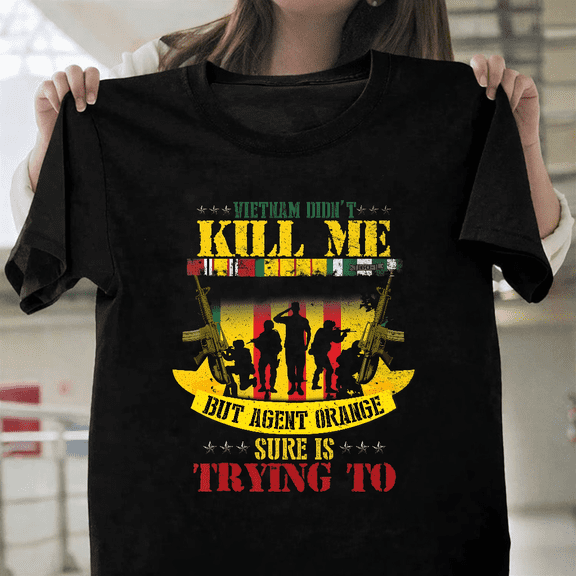 Vietnam Veterans Day Orange Agent Victims Retired Unisex T-Shirt, up to size 3XL.