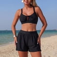 thumbnail image 1 of Trajes de baño Amzcrzy Tankini para mujer, trajes de baño, traje de baño a juego de color sólido para mujer con bolsillo, bañador deportivo Tangini dividido, traje de baño negro, S, 1 of 5