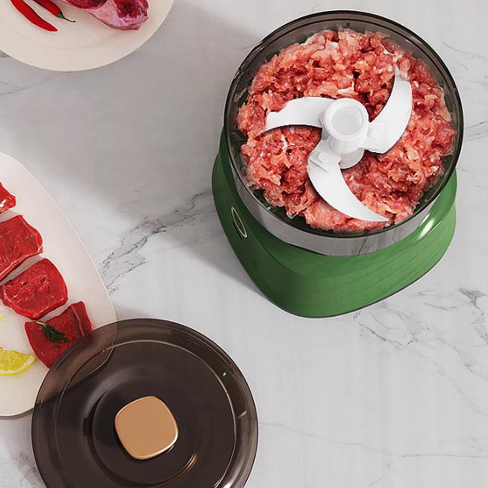 Specollect Clearance 4Pcs Mini Garlic Chopper,Food Processor,Portable Cordless Garlic Mincer Masher,Meat Grinder with USB Charging For Vegetable,Chili,Fruits,Ginger,Baby Food,Seasoning