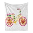 thumbnail image 1 of Bicycle Soft Flannel Fleece Blanket, Fantasy Bike with Exotic Swirling Floral Detail on the Seat and Tires Hippie Image, Cozy Plush for Indoor and Outdoor Use, 50" x 60", Pink Yellow, by Ambesonne, 1 of 6