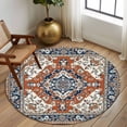 thumbnail image 2 of Vintage Floral 5FT Round Area Rugs for Living Room Retro Navy Classical Bohemian Farmhouse Ultra-Thin Non-Slip Round Rugs Machine Washable Low Pile Circle Carpet for Bedroom Kitchen Nursery, 2 of 9