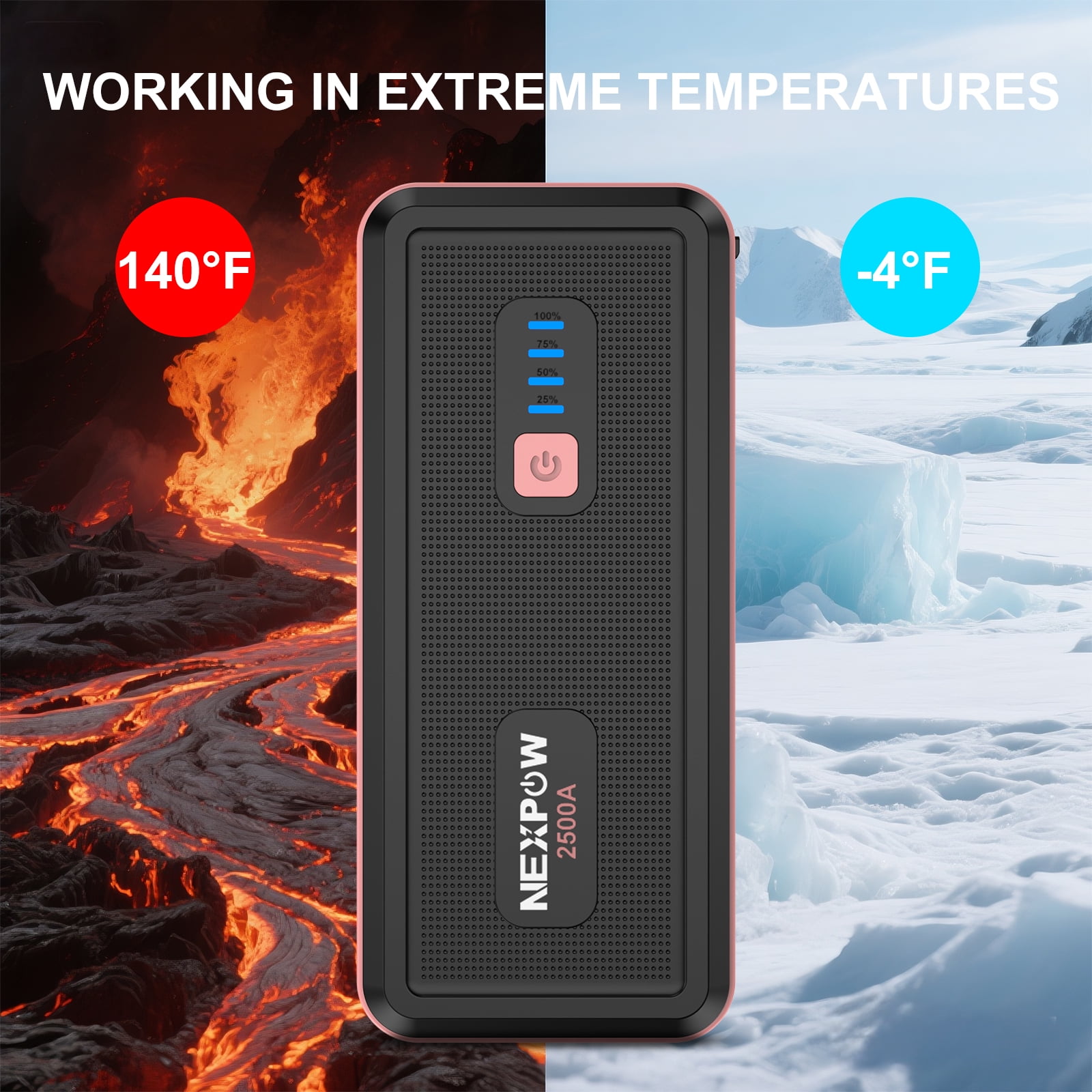 NEXPOW 2500A Car Battery Jump Starter, 12V Jump Starter Battery Pack (up to 8.0L Gasoline and 6.0L Diesel Engine), Battery Booster with Jumper Cable