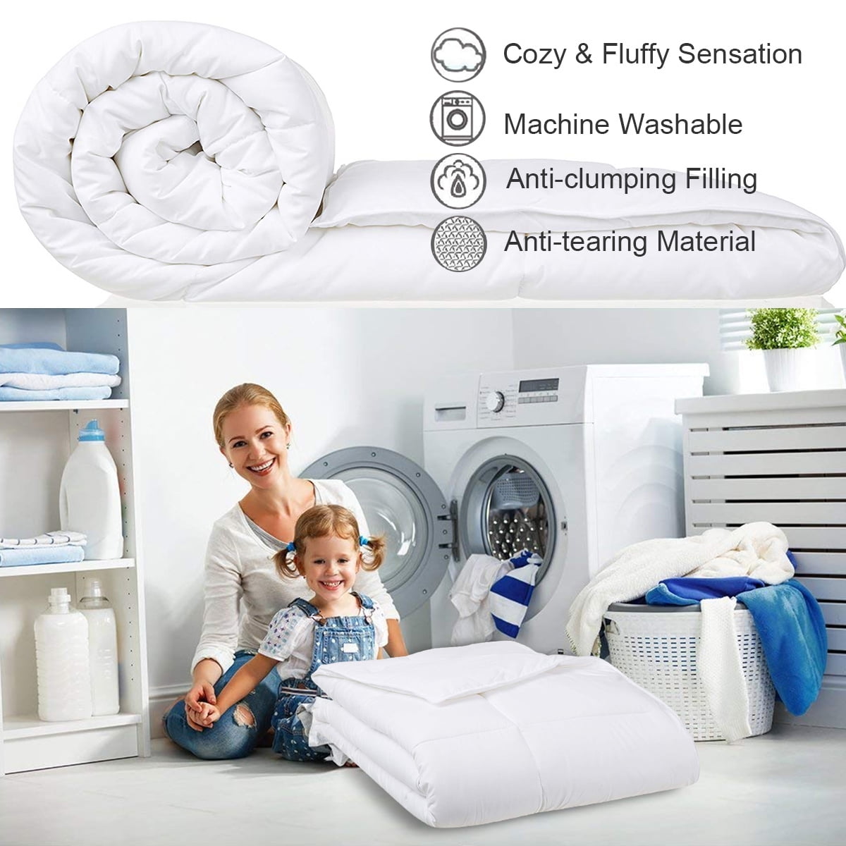 Accuratex Bedding Duvet insert - Fluffy Down Alternative comforter,400gsm Winter Duvet Insert-Queen