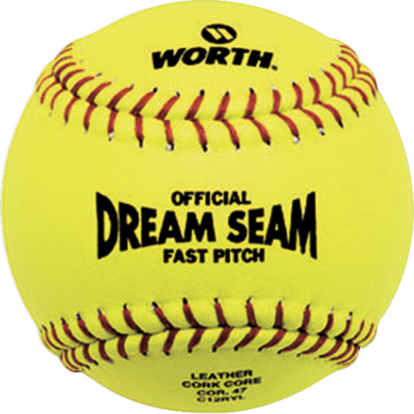 Rawlings Dream Seam Fastpitch Softbälle – ASA/NFHS Zugelassen, 12 Zoll, 3er Pack, Gelb Mit Roten Nähten
