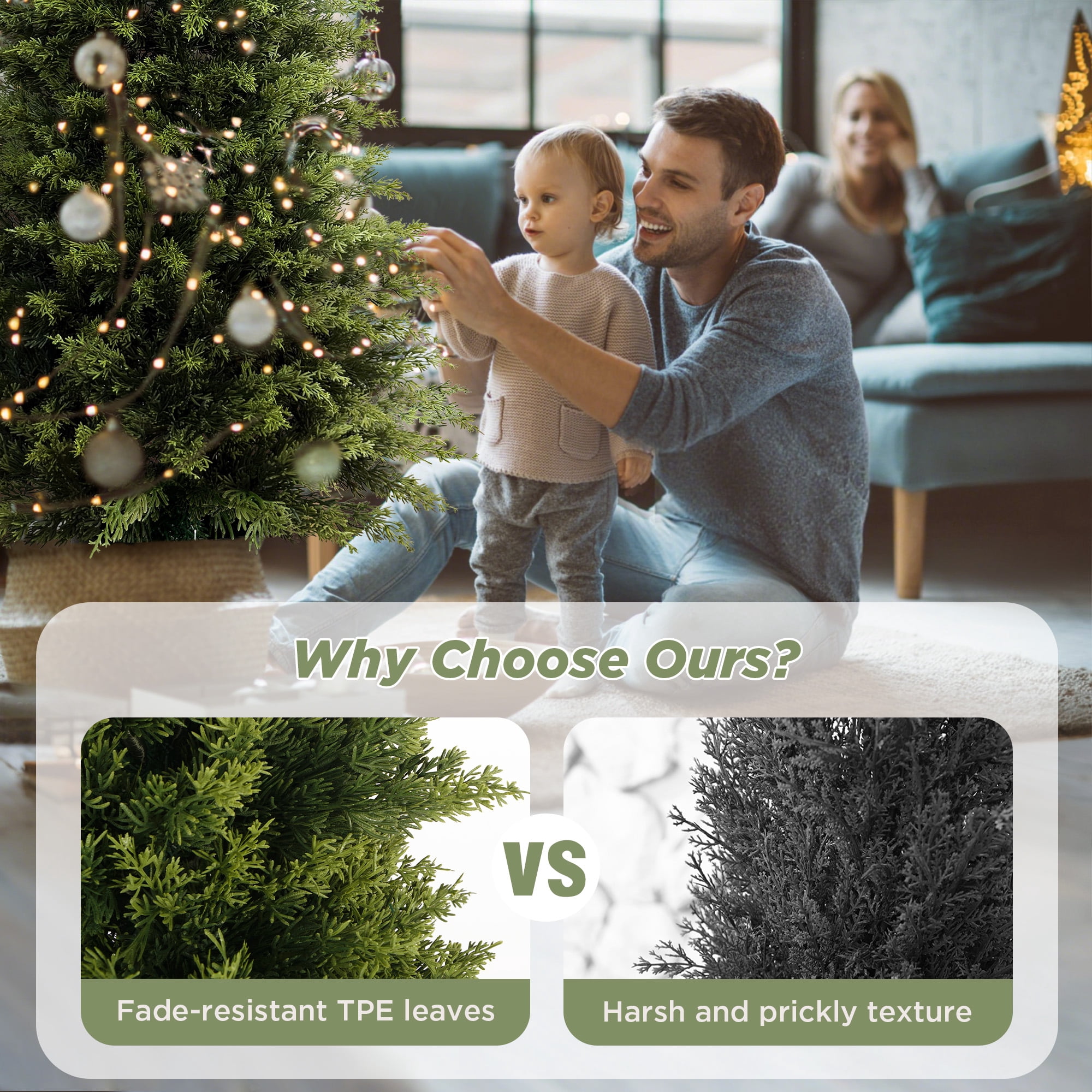 OLIVIVI Artificial Cedar Tree 2FT Outdoor Artificial Topiary Cedar Plants Fake Tree  for Home Decor Indoor  Fake Lifelike Potted Cypresses Tree 2 Pack