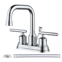 WOWOW Bathroom Faucet Chrome 4 inch Bathroom Sink Faucet Centerset Lift Rod Drain