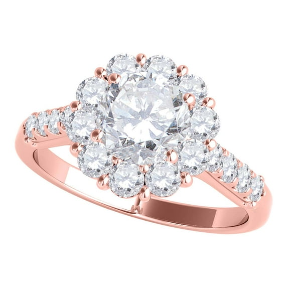 Diamond Engagement Rings For Women 1.0 Carat Natural White Diamond (I-J,I2-I3) Halo Enagagement Antique Wedding Anniversary Ring For Women In 14K White Rose Yellow Gold