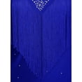 thumbnail image 6 of iiniim Women's V Neck Long Sleeve Fringe Latin Dance Tango Waltz Cocktail Party Dress Blue XL, 6 of 7