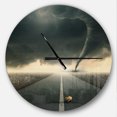 thumbnail image 1 of DesignArt Yellow Rose on the Dark Road Large Wall Clock, 1 of 2