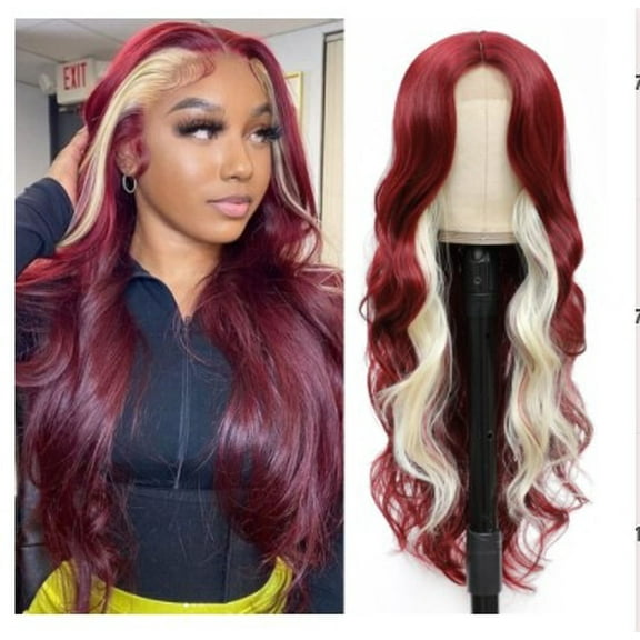 Nvzi-c Wavy Wig No Bangs Middle Parted Cosplay Hair for Daily Party(28in，A52)