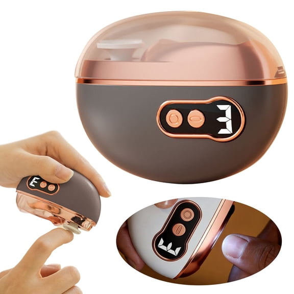 HONGLIN Rechargeable Automatic Nail Clipper, Electric Nail Trimmer for Seniors and Adults, LED Light Toenail Cutter with Buffing and Polishing, Gray