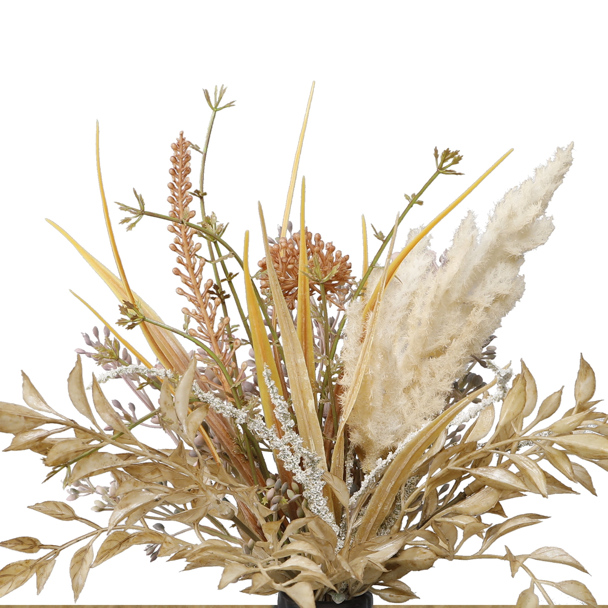 Home Decor Collection Flora Bunda 14" Artificial Fall Floral Arrangement in Matte Black Ceramic Vase for Tabletops - 1.4 lb.