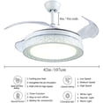 thumbnail image 3 of EAYSG 42 Inch Ceiling Fan with Lights Invisible Ceiling Fan Chandelier 3 Color 3 Speeds 4 Retractable ABS Blades for Bedroom Living Room Dining Room Decoration, 3 of 7