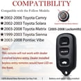 thumbnail image 2 of Key Fob Keyless Remote Fits for Pontiac Vibe 2003-2008/ Toyota Camry 2002-2006/ Solara 02-03/ 03-08 Matrix/ Sienna 99-03 Remote Control Replacement GQ43VT14T (Pack of 1), 2 of 7