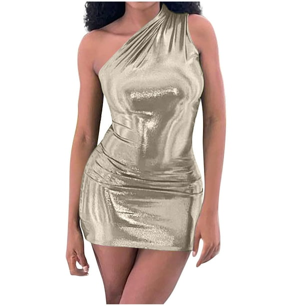 Mujeres Casual Sin mangas Color sólido Jersey Elegante sin mangas Vestido de cuello torcido OAVQHLG3B Store lin121212