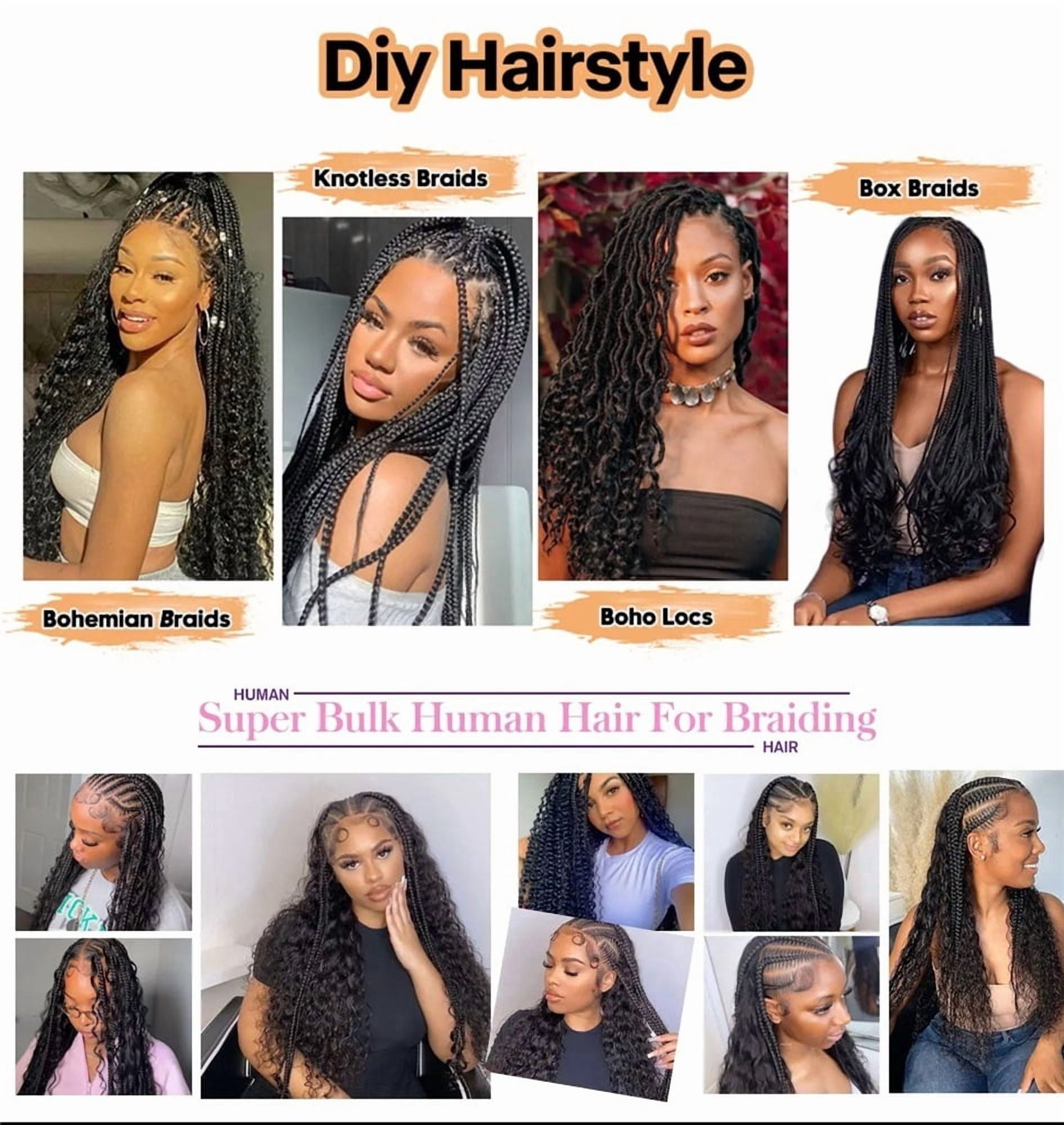 Human Braiding Hair for Boho Braids Wet And Wavy Curly Bulk Hair Bundles for Braiding No Weft