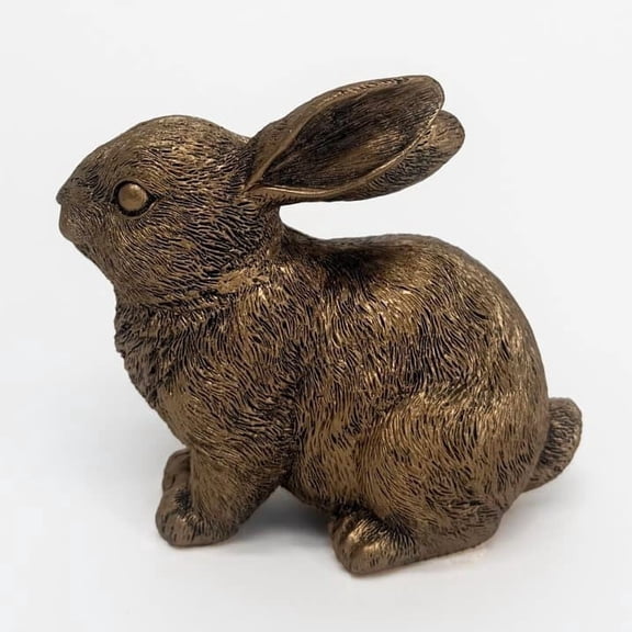 BingTong Resin Lying Bunny Tabletop Easter Decoration Bunny Figurine - Resin Sitting/Standing/Lying Bunny Figurines, Bronze Finish Easter Tabletop Decor For Spring Home Decor B