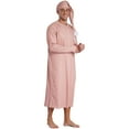 thumbnail image 5 of iiniim Men's 2Pcs Pajamas Set Long Sleeve Striped Kaftan Sleepwear Night Shirt with Sleeping Cap Khaki M, 5 of 7