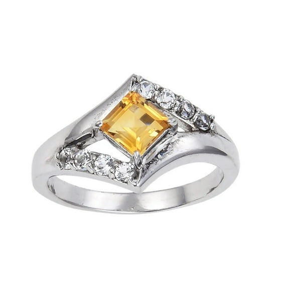 Citrine Square Chunky Fashion Ring