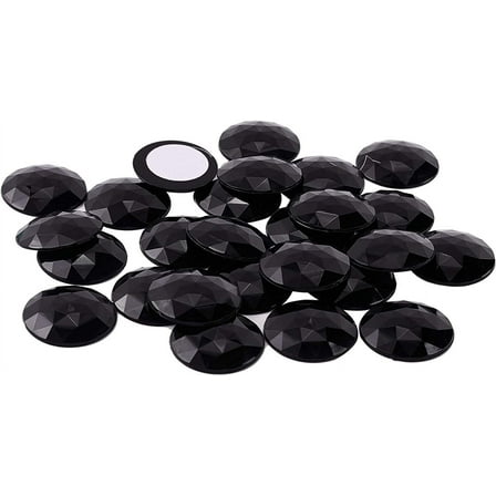 50Pcs 30mm Flat Back Round Acrylic Rhinestone Self-Adhesive Plastic Circle Gems Stick On Jewels(Black) for Costume Making Cosplay Jewels Invitation Crafts Bling Home Holiday Decor